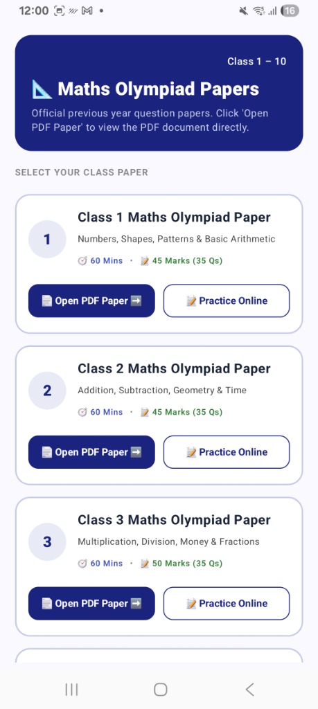 Maths Olympiad IMO Screen